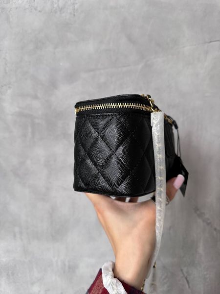 Chanel Classic Black Lambskin Pearl Crush Vanity Bag Текстурна шкіра [оригінальна коробка] pr2075 фото