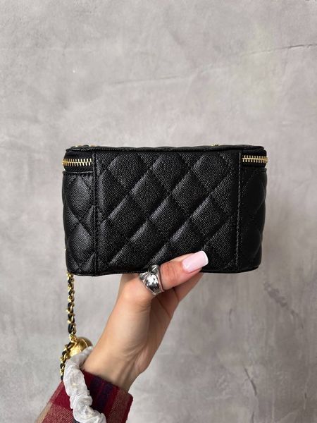 Chanel Classic Black Lambskin Pearl Crush Vanity Bag Текстурна шкіра [оригінальна коробка] pr2075 фото