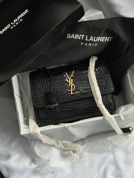 Yves Saint Laurent Medium Sunset in Smooth Leather Black/Silver Snake Skin Коробка ОРИГІНАЛ pr5103 фото