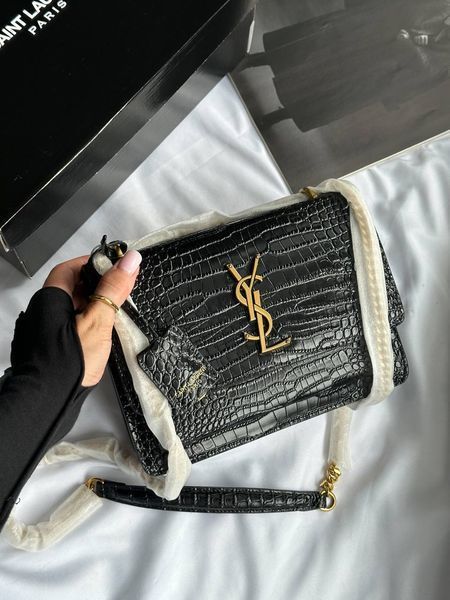 Yves Saint Laurent Medium Sunset in Smooth Leather Black/Silver Snake Skin Коробка ОРИГІНАЛ pr5103 фото
