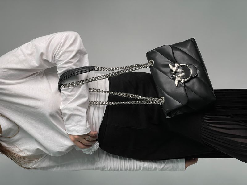 Pinko Baby Love Bag Puff Maxi Quilt Black/Silver  99209 фото