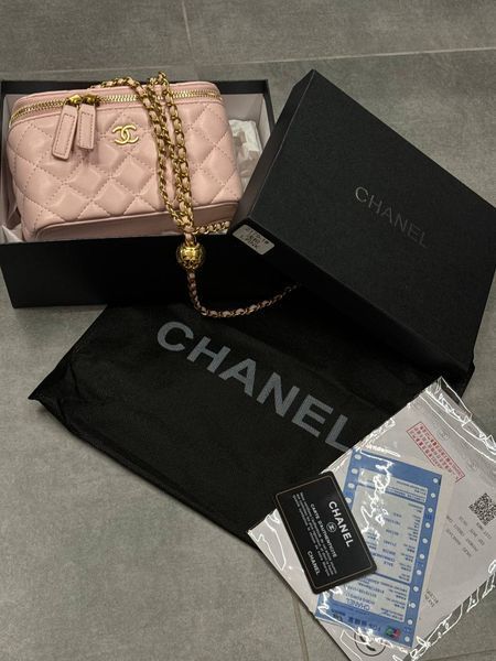 Chanel Classic Powder Lambskin Pearl Crush Vanity Bag Gold [оригінальна коробка] pr2081 фото