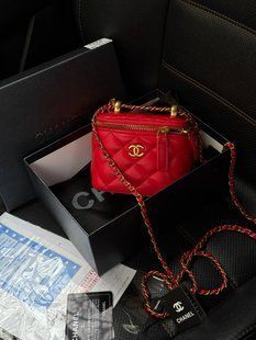 Chanel Classic Red Lambskin Pearl Crush Mini Vanity Case Коробка кришка - дно pr9910 фото