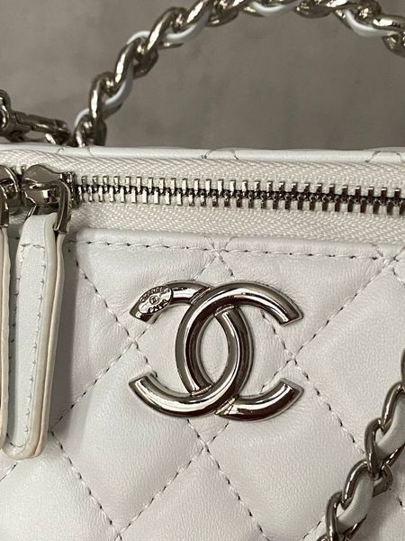 Chanel Classic Black Lambskin Pearl Crush Vanity Bag Milk/Silver[оригінальна коробка] pr01133 фото