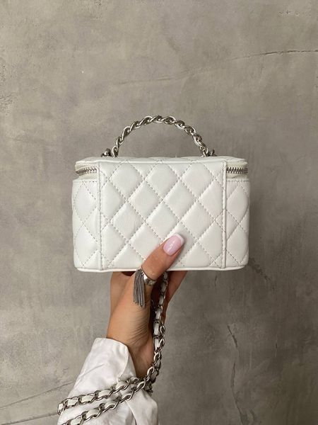 Chanel Classic Black Lambskin Pearl Crush Vanity Bag Milk/Silver[оригінальна коробка] pr01133 фото