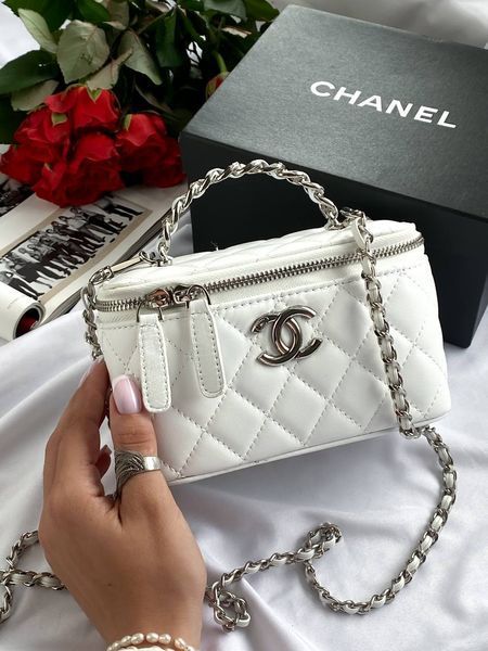 Chanel Classic Black Lambskin Pearl Crush Vanity Bag Milk/Silver[оригінальна коробка] pr01133 фото