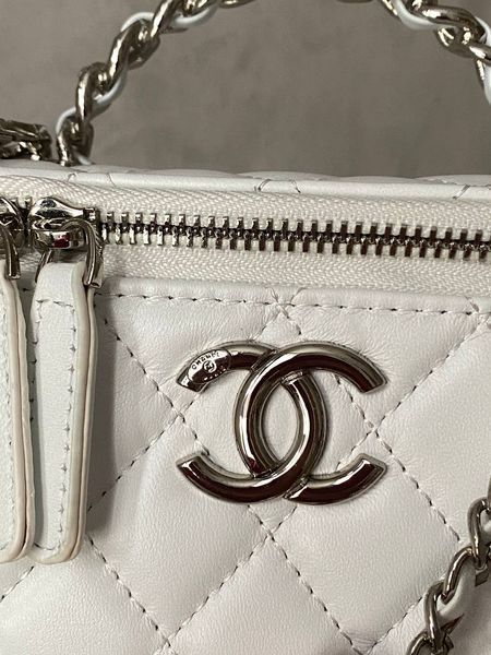 Chanel Classic Black Lambskin Pearl Crush Vanity Bag Milk/Silver[оригінальна коробка] pr01133 фото