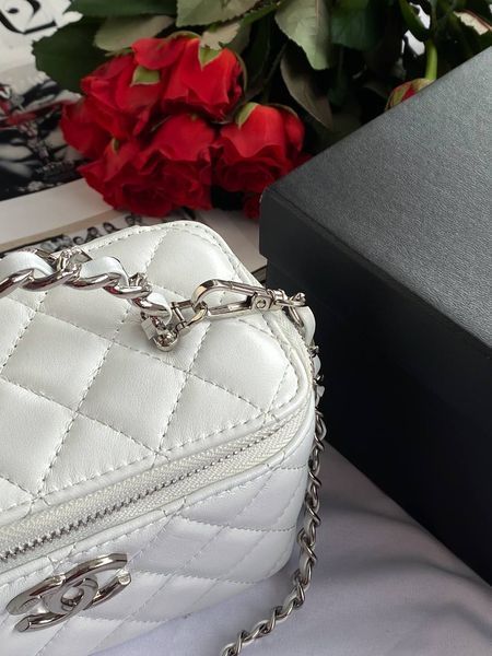Chanel Classic Black Lambskin Pearl Crush Vanity Bag Milk/Silver[оригінальна коробка] pr01133 фото