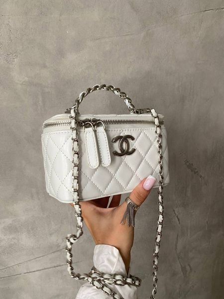 Chanel Classic Black Lambskin Pearl Crush Vanity Bag Milk/Silver[оригінальна коробка] pr01133 фото
