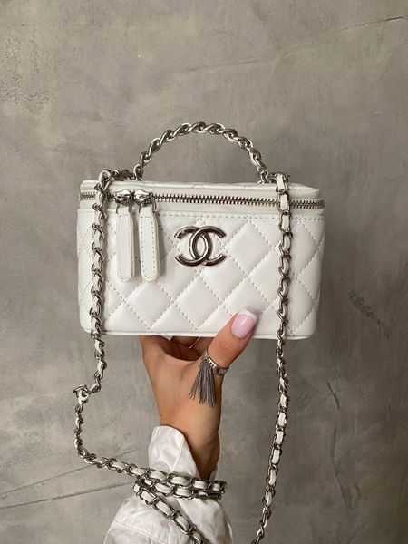 Chanel Classic Black Lambskin Pearl Crush Vanity Bag Milk/Silver[оригінальна коробка] pr01133 фото