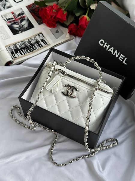 Chanel Classic Black Lambskin Pearl Crush Vanity Bag Milk/Silver[оригінальна коробка] pr01133 фото