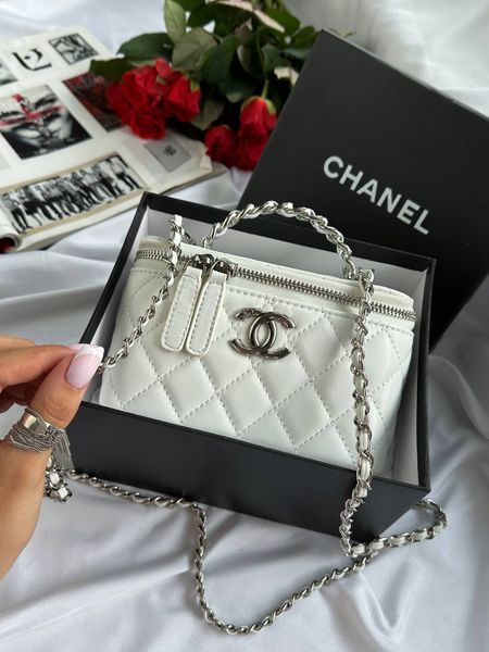 Chanel Classic Black Lambskin Pearl Crush Vanity Bag Milk/Silver[оригінальна коробка] pr01133 фото