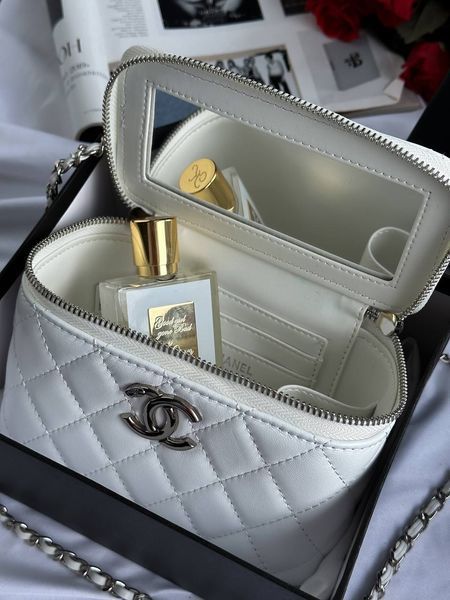 Chanel Classic Black Lambskin Pearl Crush Vanity Bag Milk/Silver[оригінальна коробка] pr01133 фото