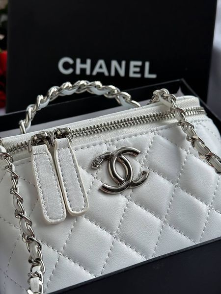 Chanel Classic Black Lambskin Pearl Crush Vanity Bag Milk/Silver[оригінальна коробка] pr01133 фото