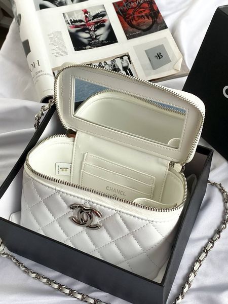Chanel Classic Black Lambskin Pearl Crush Vanity Bag Milk/Silver[оригінальна коробка] pr01133 фото