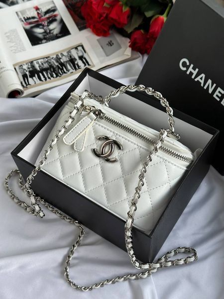 Chanel Classic Black Lambskin Pearl Crush Vanity Bag Milk/Silver[оригінальна коробка] pr01133 фото