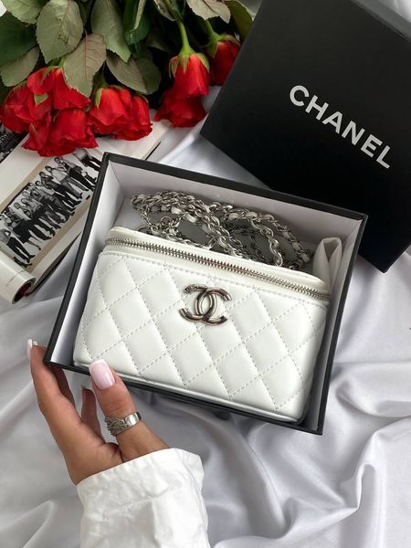 Chanel Classic Black Lambskin Pearl Crush Vanity Bag Milk/Silver[оригінальна коробка] pr01133 фото