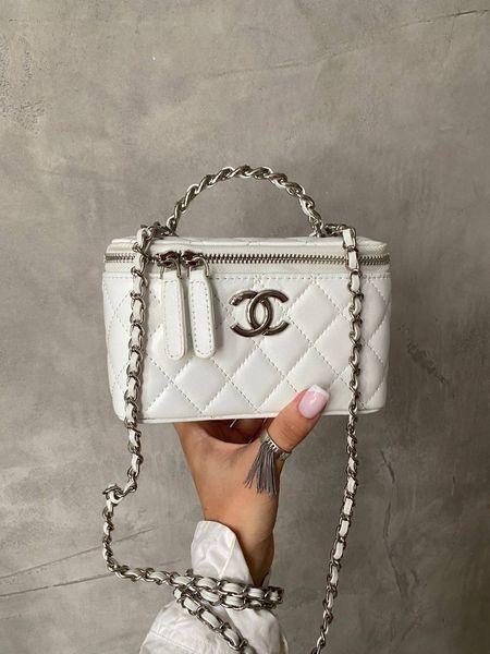 Chanel Classic Black Lambskin Pearl Crush Vanity Bag Milk/Silver[оригінальна коробка] pr01133 фото