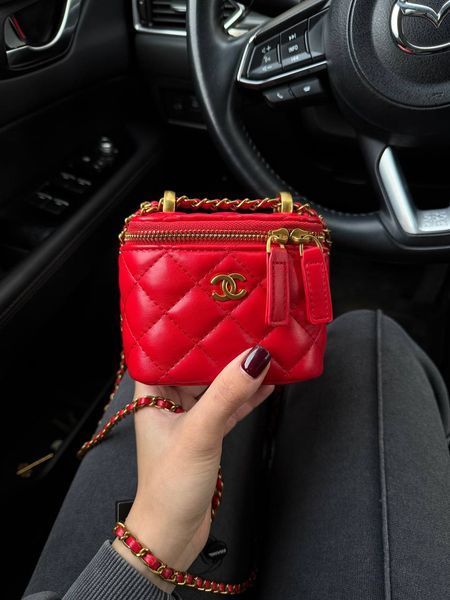 Chanel Classic Red Lambskin Pearl Crush Mini Vanity Case Коробка кришка - дно pr9910 фото