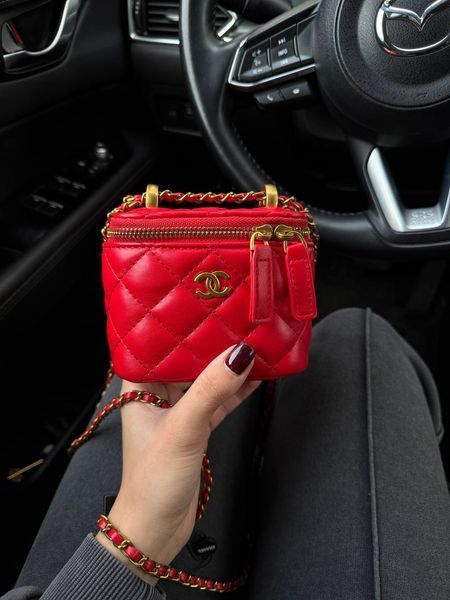 Chanel Classic Red Lambskin Pearl Crush Mini Vanity Case Коробка кришка - дно pr9910 фото