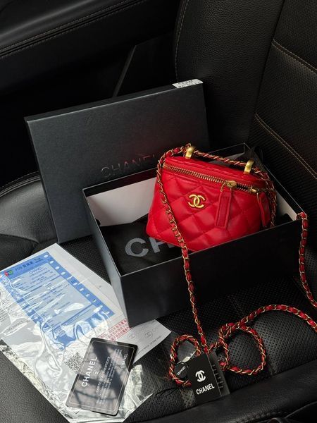 Chanel Classic Red Lambskin Pearl Crush Mini Vanity Case Коробка кришка - дно pr9910 фото