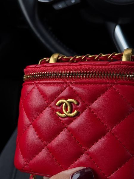 Chanel Classic Red Lambskin Pearl Crush Mini Vanity Case Коробка кришка - дно pr9910 фото