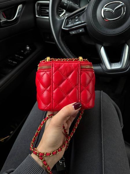 Chanel Classic Red Lambskin Pearl Crush Mini Vanity Case Коробка кришка - дно pr9910 фото