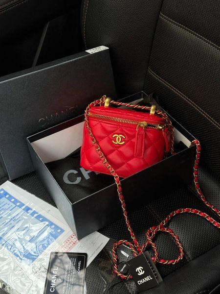 Chanel Classic Red Lambskin Pearl Crush Mini Vanity Case Коробка кришка - дно pr9910 фото