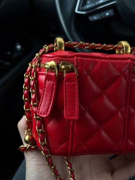Chanel Classic Red Lambskin Pearl Crush Mini Vanity Case Коробка кришка - дно pr9910 фото