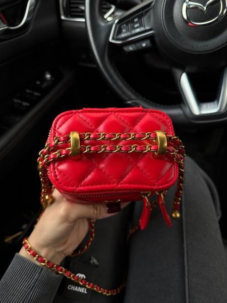 Chanel Classic Red Lambskin Pearl Crush Mini Vanity Case Коробка кришка - дно pr9910 фото