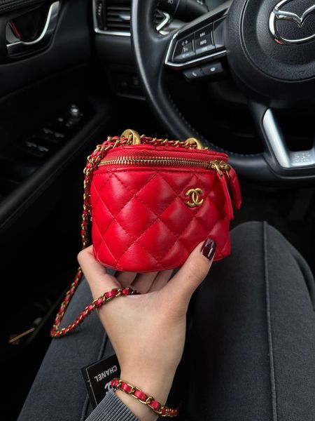 Chanel Classic Red Lambskin Pearl Crush Mini Vanity Case Коробка кришка - дно pr9910 фото