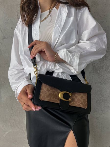 Coach Tabby Shoulder Bag In Signature Canvas Black/Beige [крафтова коробка] pr0002 фото
