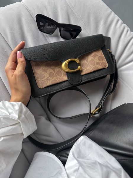 Coach Tabby Shoulder Bag In Signature Canvas Black/Beige [крафтова коробка] pr0002 фото