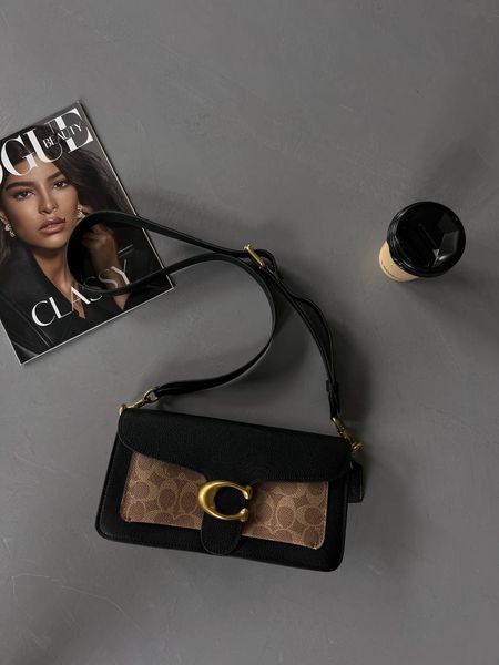 Coach Tabby Shoulder Bag In Signature Canvas Black/Beige [крафтова коробка] pr0002 фото