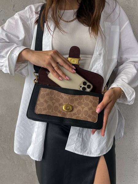 Coach Tabby Shoulder Bag In Signature Canvas Black/Beige [крафтова коробка] pr0002 фото
