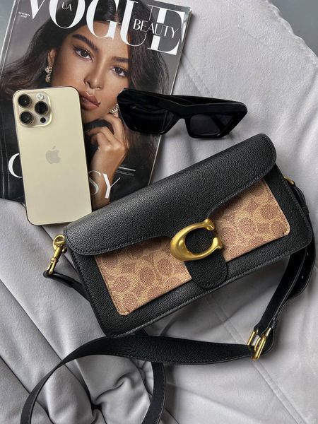 Coach Tabby Shoulder Bag In Signature Canvas Black/Beige [крафтова коробка] pr0002 фото