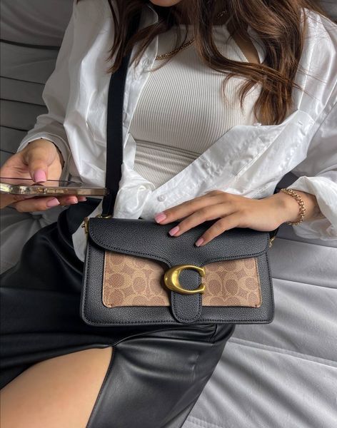 Coach Tabby Shoulder Bag In Signature Canvas Black/Beige [крафтова коробка] pr0002 фото