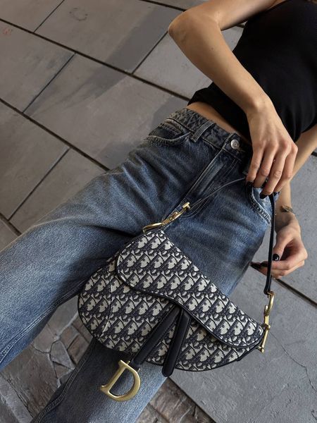 Dior Saddle Bag with Strap Blue Dior Oblique Jacquard [звичайна бренд коробка] pr0014 фото