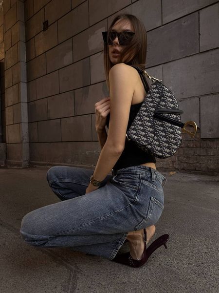 Dior Saddle Bag with Strap Blue Dior Oblique Jacquard [звичайна бренд коробка] pr0014 фото