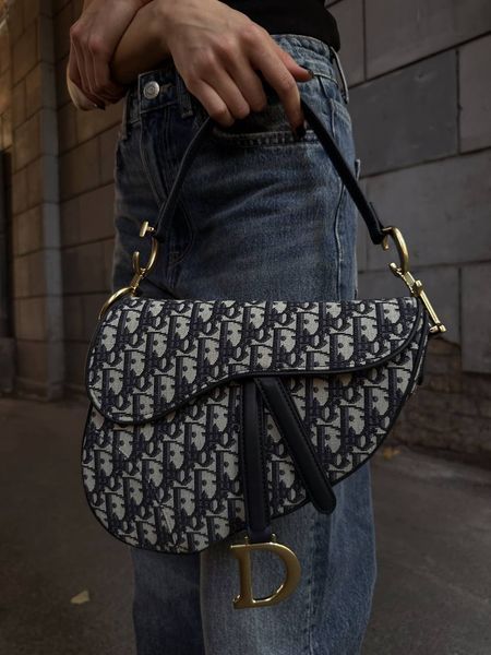 Dior Saddle Bag with Strap Blue Dior Oblique Jacquard [звичайна бренд коробка] pr0014 фото