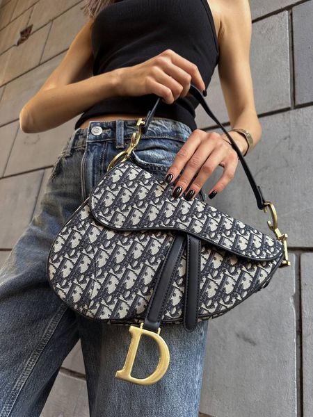 Dior Saddle Bag with Strap Blue Dior Oblique Jacquard [звичайна бренд коробка] pr0014 фото