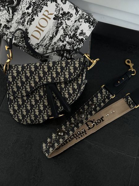 Dior Saddle Bag with Strap Blue Dior Oblique Jacquard [звичайна бренд коробка] pr0014 фото
