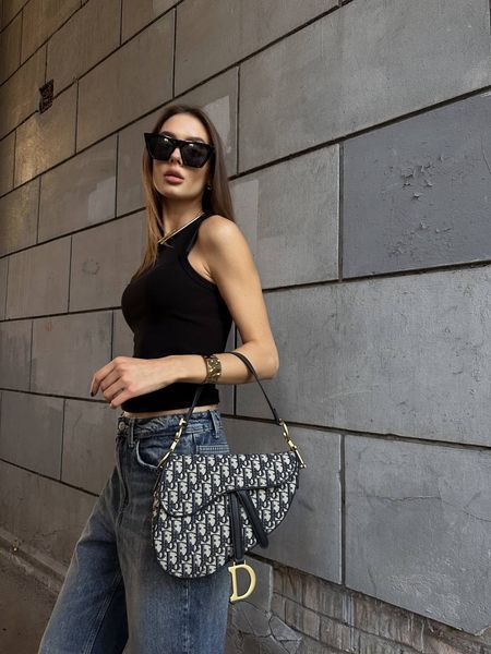 Dior Saddle Bag with Strap Blue Dior Oblique Jacquard [звичайна бренд коробка] pr0014 фото