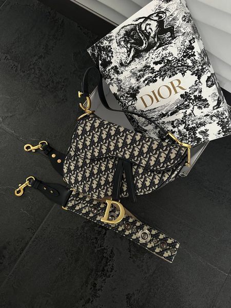 Dior Saddle Bag with Strap Blue Dior Oblique Jacquard [звичайна бренд коробка] pr0014 фото