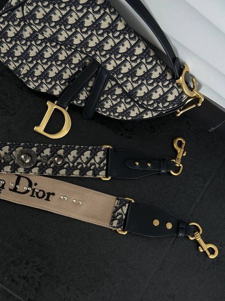 Dior Saddle Bag with Strap Blue Dior Oblique Jacquard [звичайна бренд коробка] pr0014 фото