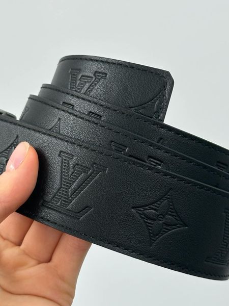 Louis Vuitton Shadow 40mm Belt Black/Silver &mdash; шкіряний ремінь із фірмовим тисненням  6617333 фото