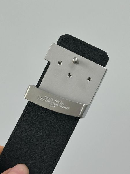 Louis Vuitton Shadow 40mm Belt Black/Silver &mdash; шкіряний ремінь із фірмовим тисненням  6617333 фото