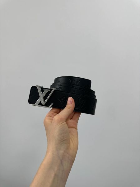 Louis Vuitton Shadow 40mm Belt Black/Silver &mdash; шкіряний ремінь із фірмовим тисненням  6617333 фото