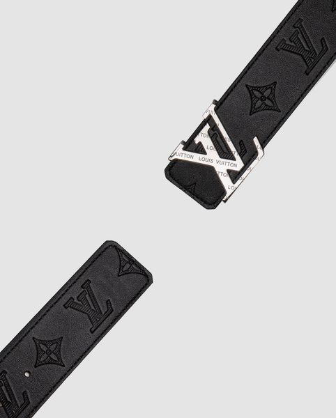 Louis Vuitton Shadow 40mm Belt Black/Silver &mdash; шкіряний ремінь із фірмовим тисненням  6617333 фото