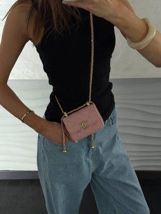 Chanel Calfskin Quilted Perfect Fit Wallet On Chain Mioni pink Магнітна Коробка pr8009 фото